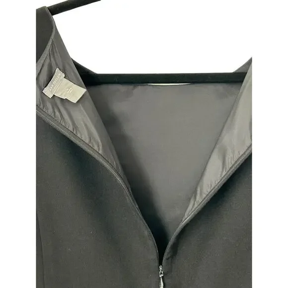 Ann Taylor Dress Womens Size 14 Black Sleeveless Zippered Back Slit Sheath - Picture 7 of 13